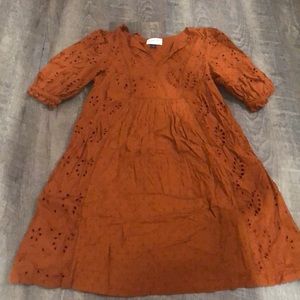 Brown shot sleeved dress
